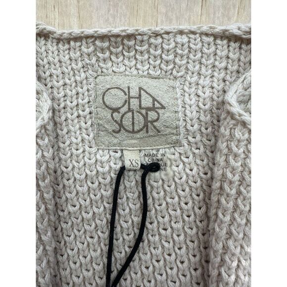 Chaser Cardigan Womens XS Ivory Black Long Sleeve Open Front Long Duster - Picture 3 of 6